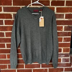 American Blue Cashmere Blend V Neck Sweater Gray NWT Size M Soft Luxe